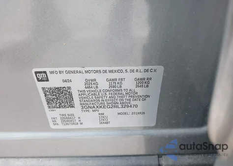 2024 Chevrolet Equinox Fwd Lt from USA, damaged, VIN 3GNAXKEG2RL329470